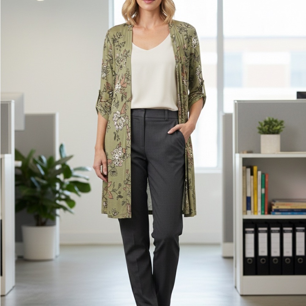 Lane Bryant Green Floral Kimono Size 14/16